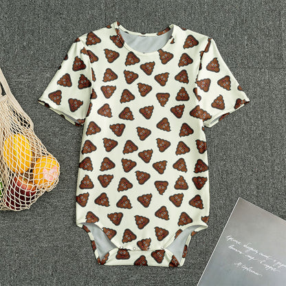Happy Poop Pattern Print Men's Bodysuit
