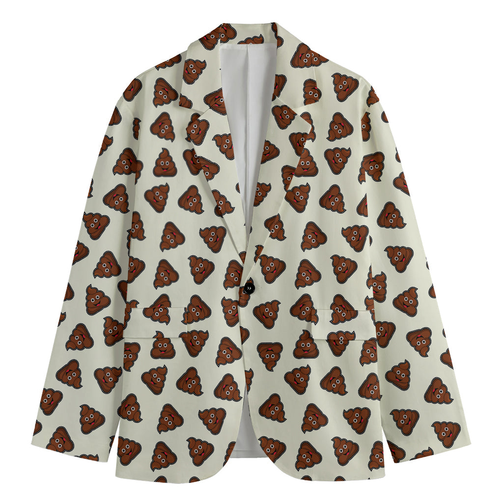 Happy Poop Pattern Print Men's Cotton Blazer