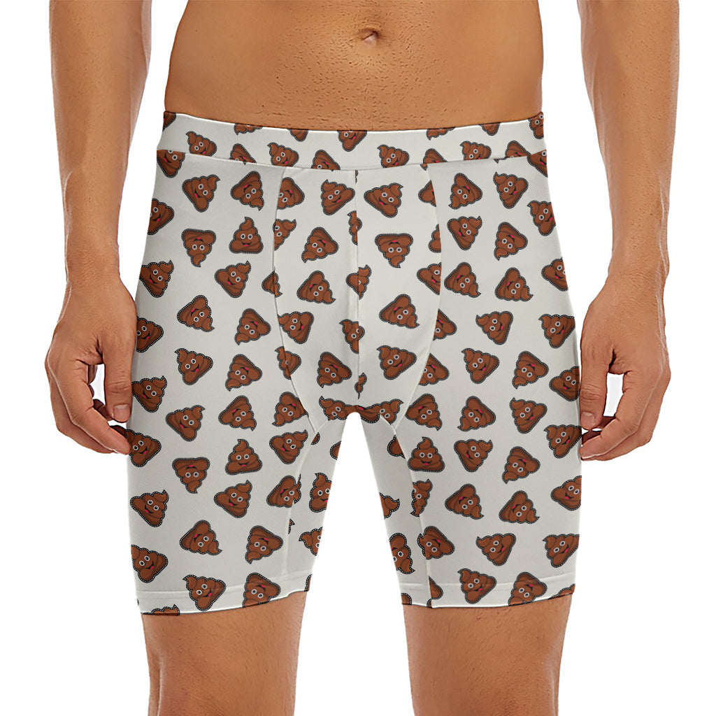 Happy Poop Pattern Print Men's Long Boxer Briefs