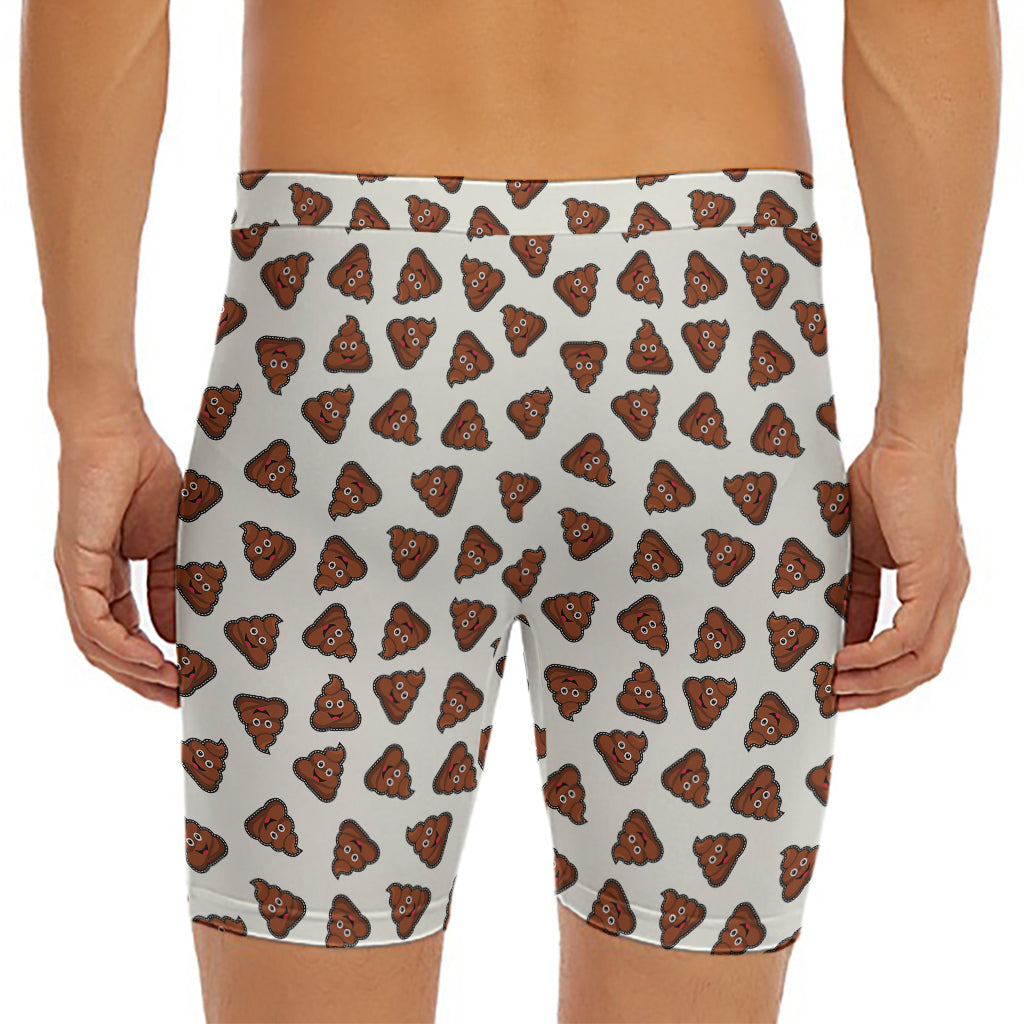 Happy Poop Pattern Print Men's Long Boxer Briefs