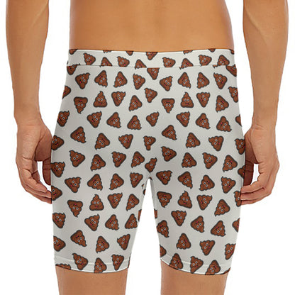 Happy Poop Pattern Print Men's Long Boxer Briefs