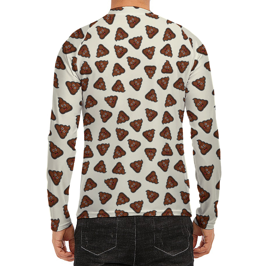 Happy Poop Pattern Print Men's Long Sleeve Rash Guard