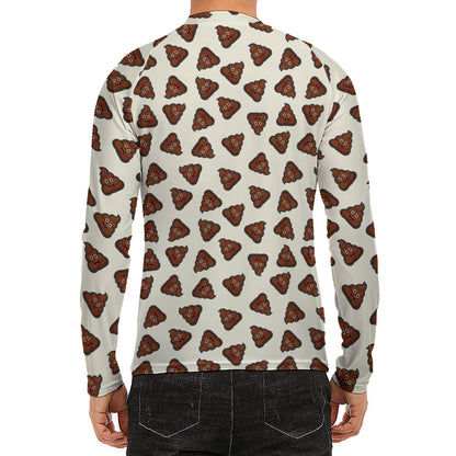 Happy Poop Pattern Print Men's Long Sleeve Rash Guard