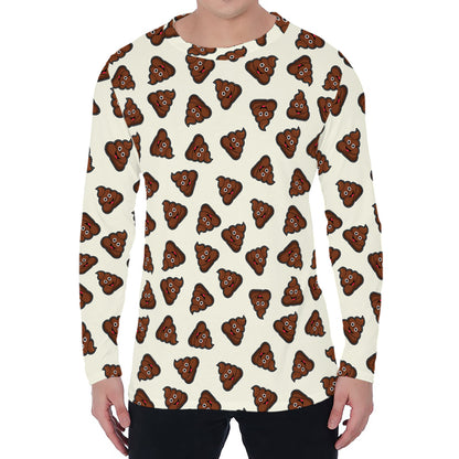 Happy Poop Pattern Print Men's Long Sleeve T-Shirt