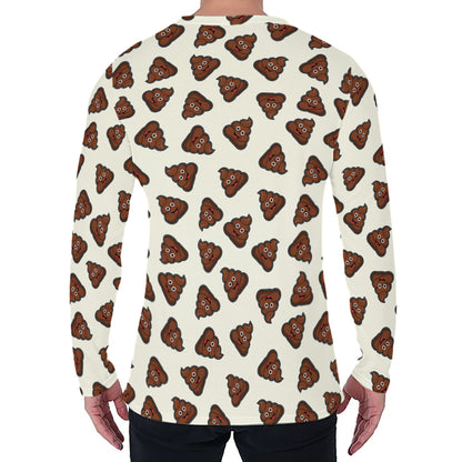 Happy Poop Pattern Print Men's Long Sleeve T-Shirt