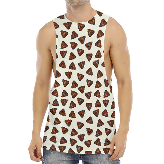 Happy Poop Pattern Print Men's Muscle Tank Top