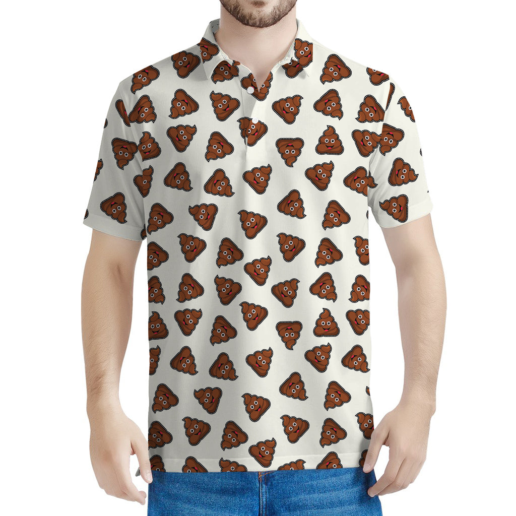 Happy Poop Pattern Print Men's Polo Shirt