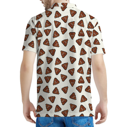 Happy Poop Pattern Print Men's Polo Shirt