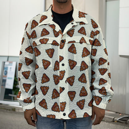Happy Poop Pattern Print Men's Shirt Jacket