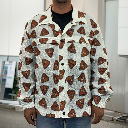 Happy Poop Pattern Print Men's Shirt Jacket