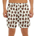 Happy Poop Pattern Print Men's Split Running Shorts