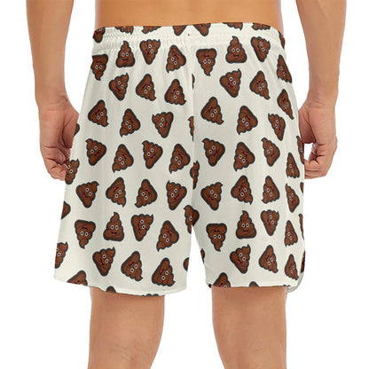 Happy Poop Pattern Print Men's Split Running Shorts