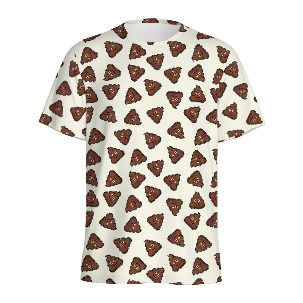 Happy Poop Pattern Print Men's Sports T-Shirt