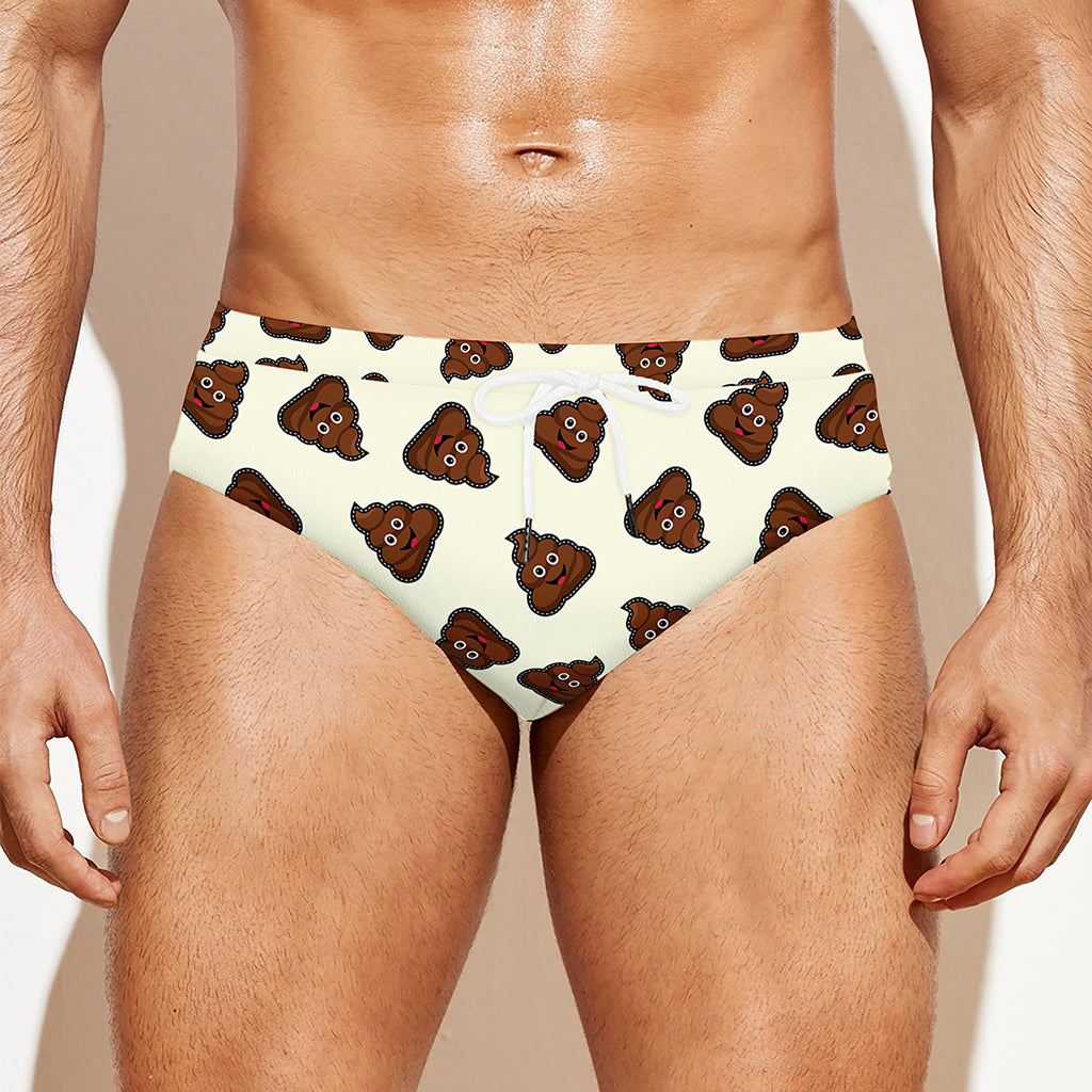 Happy Poop Pattern Print Men's Swim Briefs