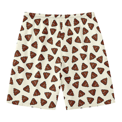 Happy Poop Pattern Print Men's Swim Trunks
