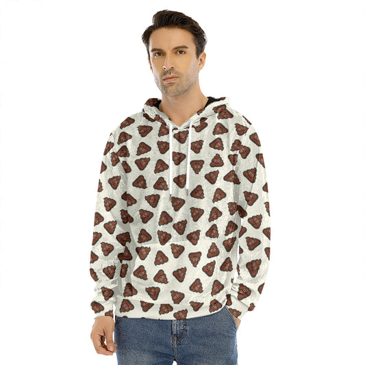 Happy Poop Pattern Print Men's Velvet Pullover Hoodie