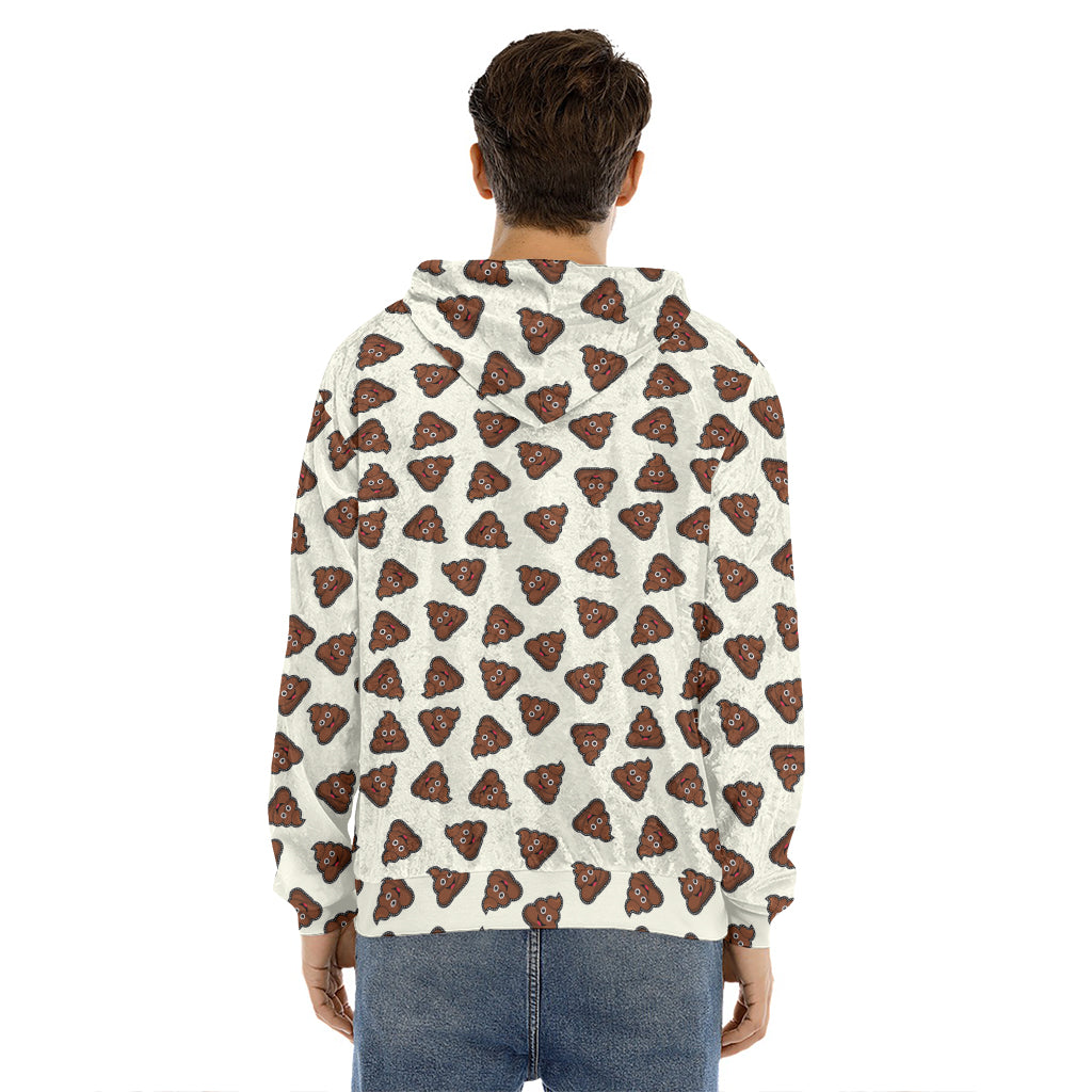 Happy Poop Pattern Print Men's Velvet Pullover Hoodie