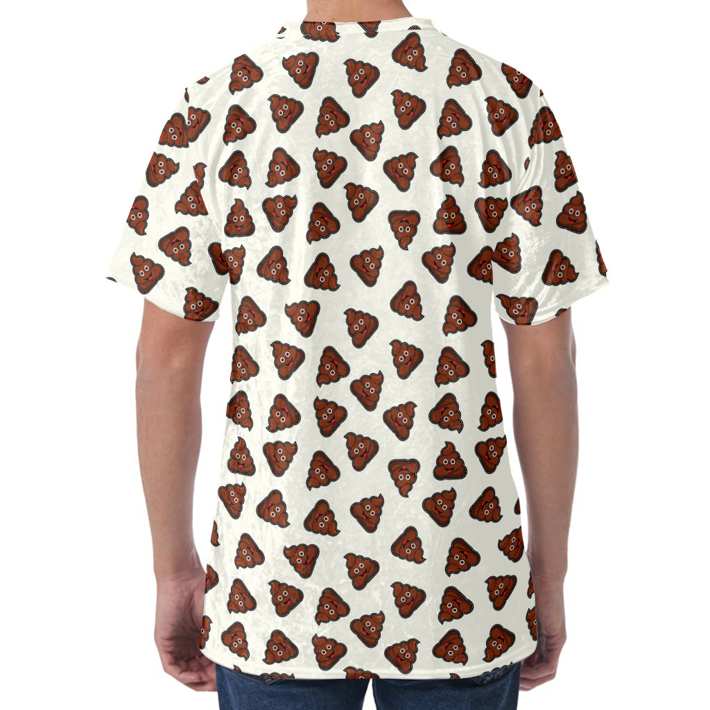 Happy Poop Pattern Print Men's Velvet T-Shirt