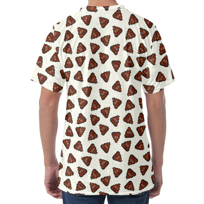 Happy Poop Pattern Print Men's Velvet T-Shirt