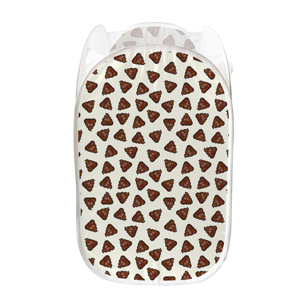 Happy Poop Pattern Print Mesh Laundry Hamper