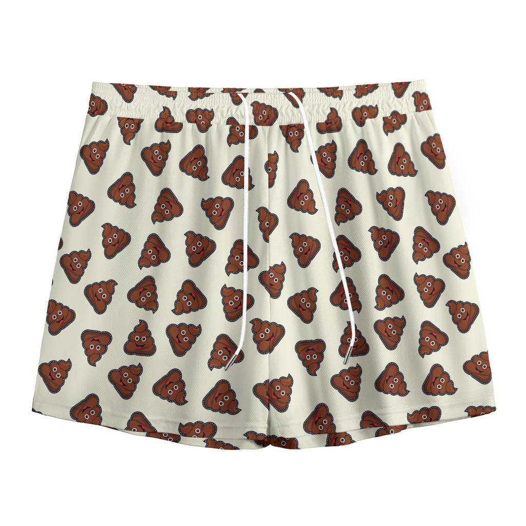 Happy Poop Pattern Print Mesh Shorts