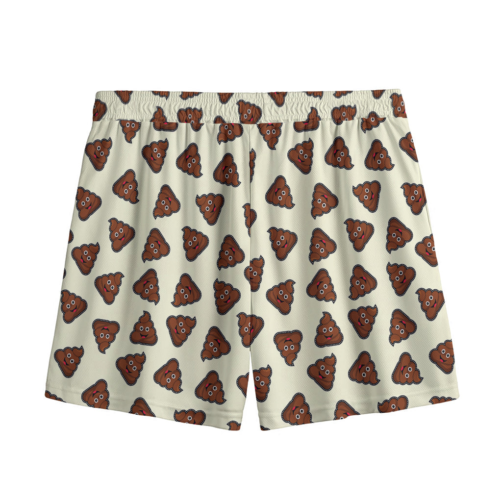 Happy Poop Pattern Print Mesh Shorts