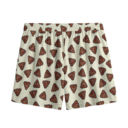 Happy Poop Pattern Print Mesh Shorts