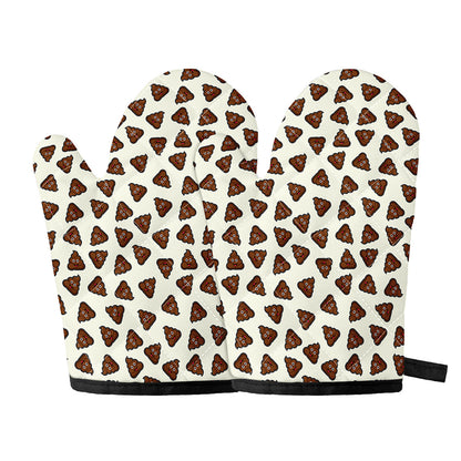 Happy Poop Pattern Print Oven Mitts