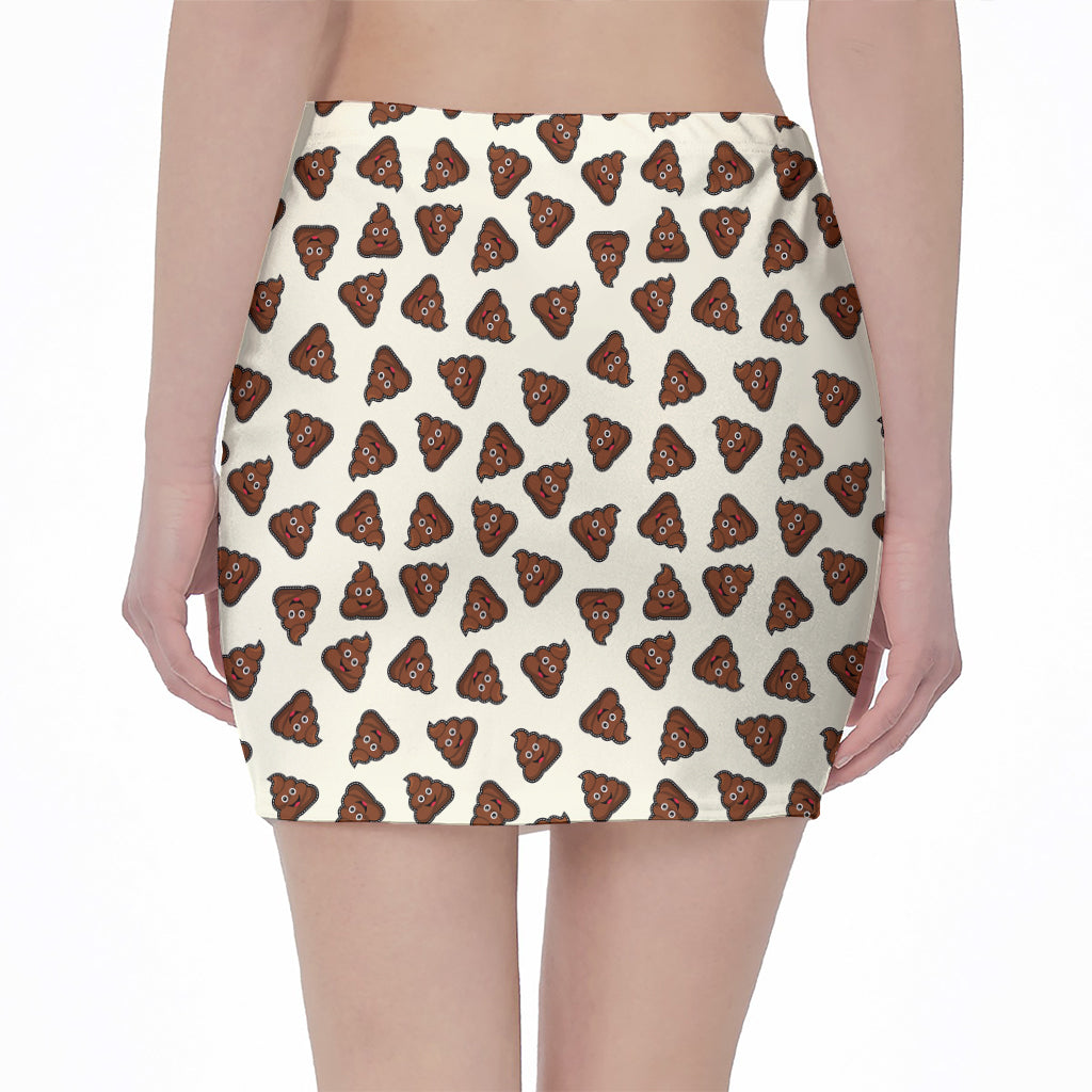 Happy Poop Pattern Print Pencil Mini Skirt