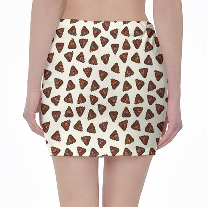 Happy Poop Pattern Print Pencil Mini Skirt