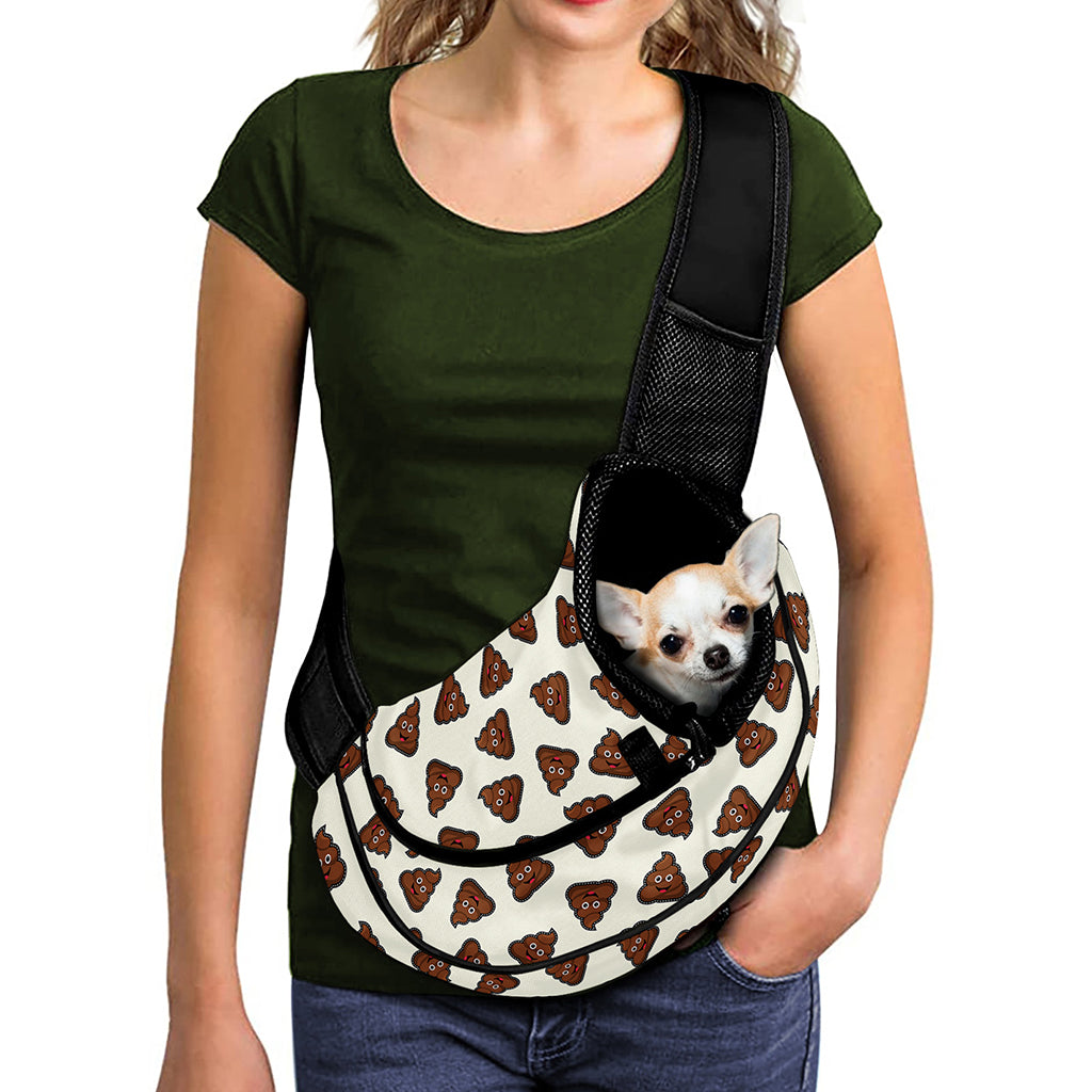Happy Poop Pattern Print Pet Sling Carrier