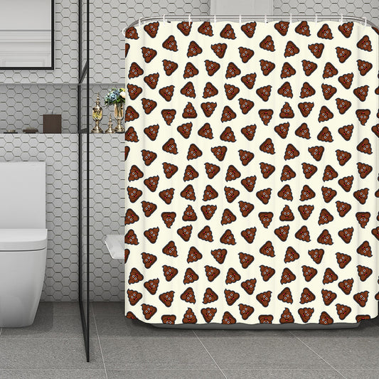 Happy Poop Pattern Print Polyester Shower Curtain