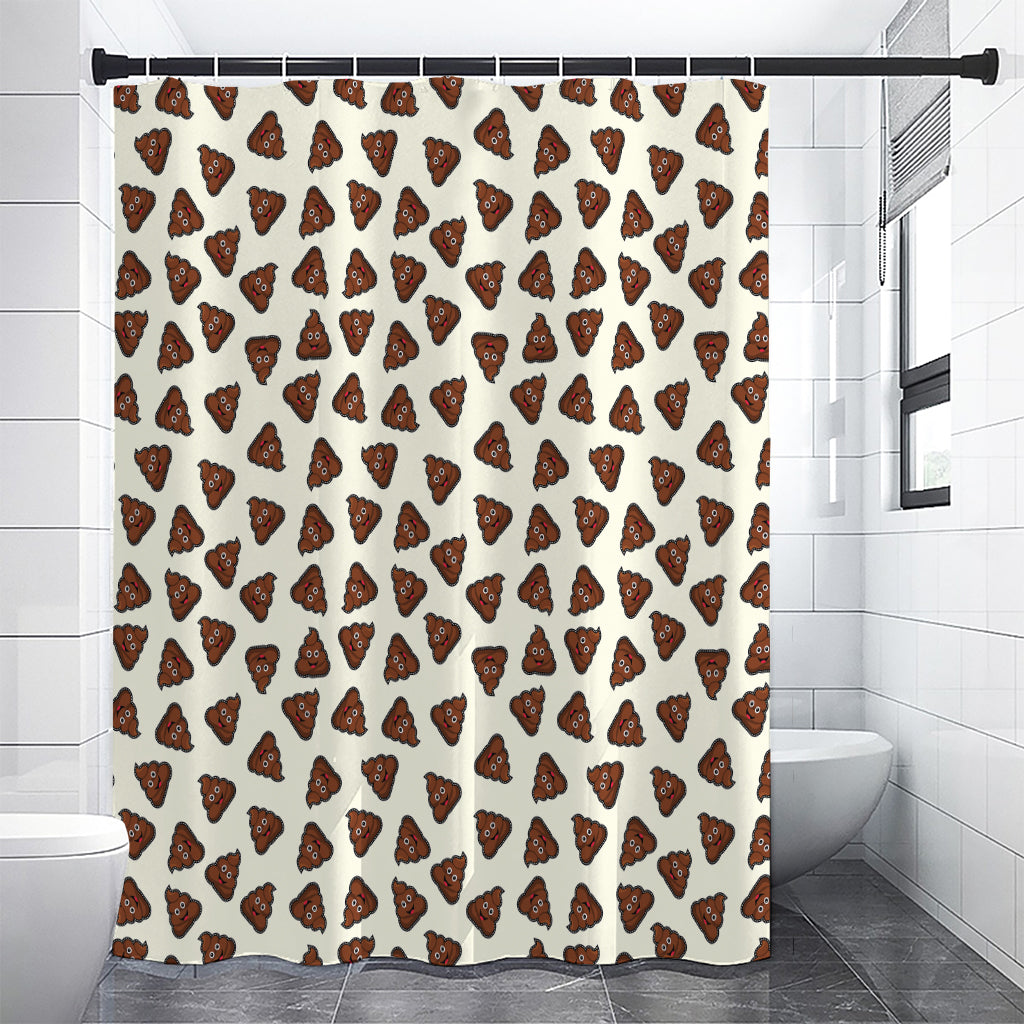 Happy Poop Pattern Print Premium Shower Curtain