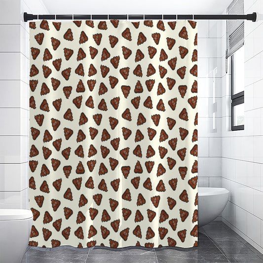 Happy Poop Pattern Print Premium Shower Curtain