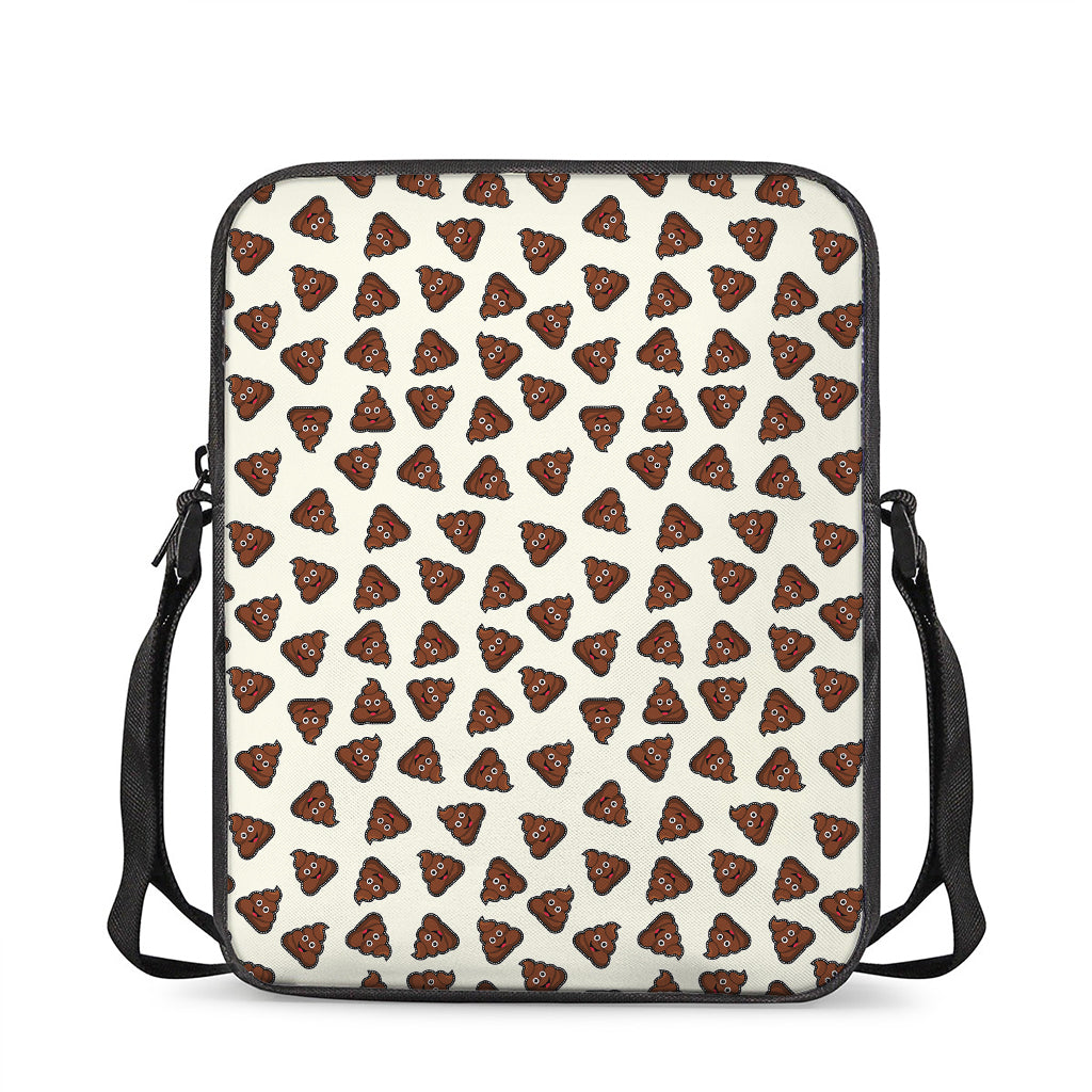 Happy Poop Pattern Print Rectangular Crossbody Bag