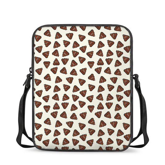 Happy Poop Pattern Print Rectangular Crossbody Bag