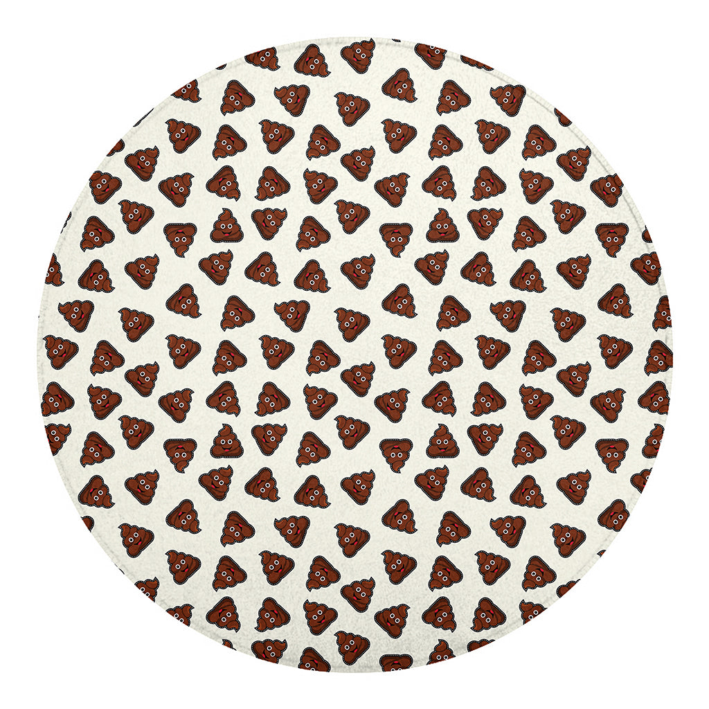 Happy Poop Pattern Print Round Blanket