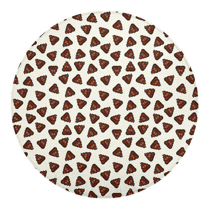 Happy Poop Pattern Print Round Blanket