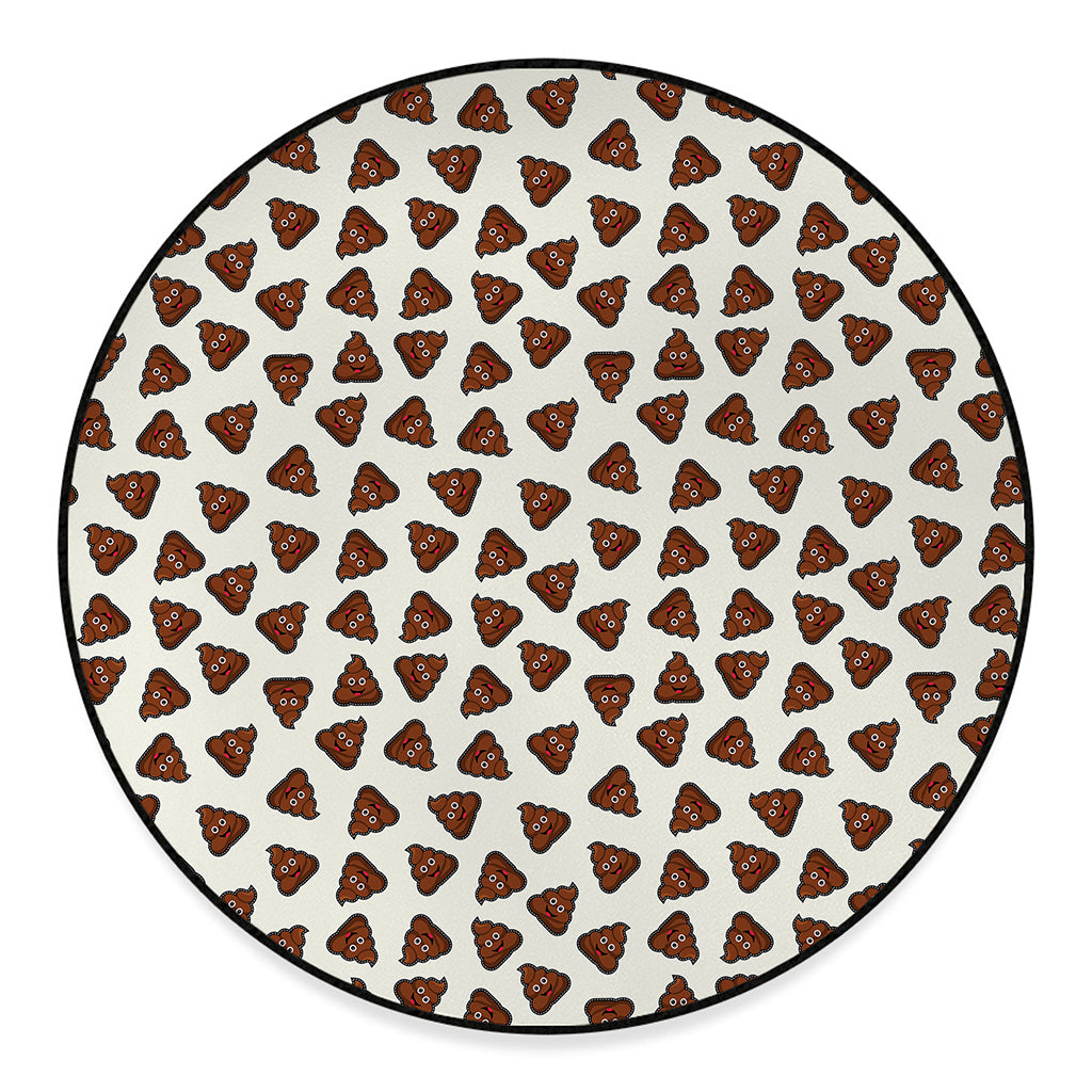 Happy Poop Pattern Print Round Floor Mat