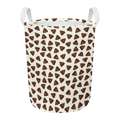 Happy Poop Pattern Print Round Laundry Basket