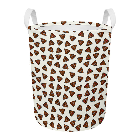 Happy Poop Pattern Print Round Laundry Basket