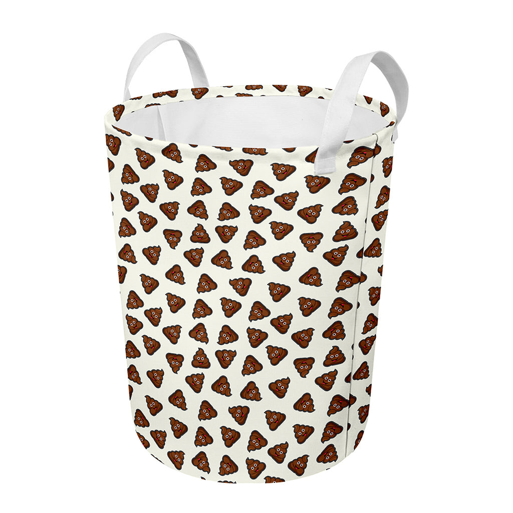 Happy Poop Pattern Print Round Laundry Basket