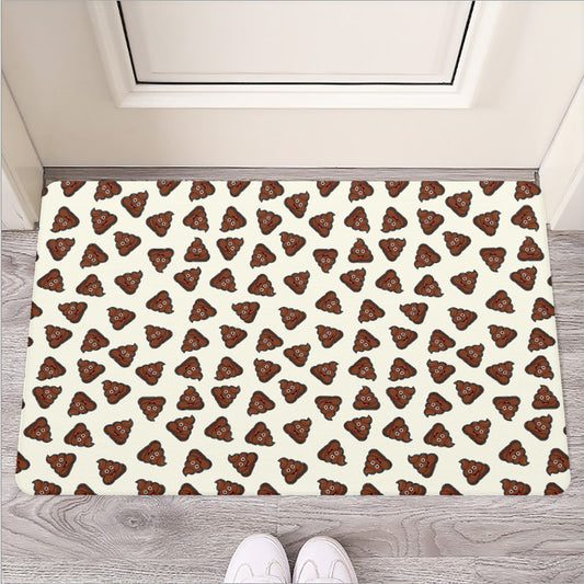 Happy Poop Pattern Print Rubber Doormat
