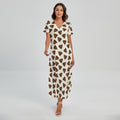 Happy Poop Pattern Print Short Sleeve Maxi Dress