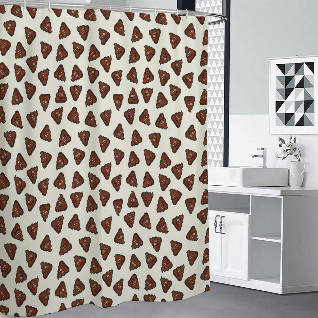 Happy Poop Pattern Print Shower Curtain