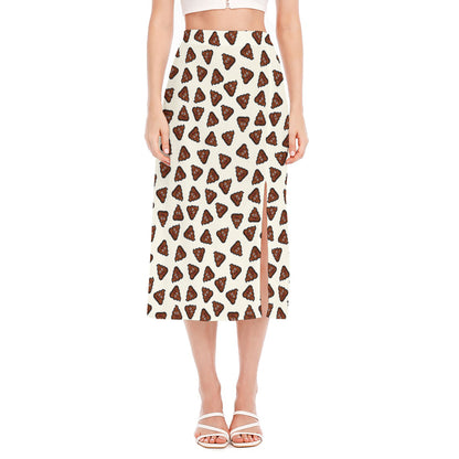 Happy Poop Pattern Print Side Slit Midi Skirt
