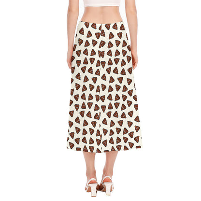 Happy Poop Pattern Print Side Slit Midi Skirt