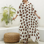 Happy Poop Pattern Print Silk V-Neck Kaftan Dress