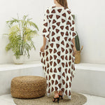 Happy Poop Pattern Print Silk V-Neck Kaftan Dress