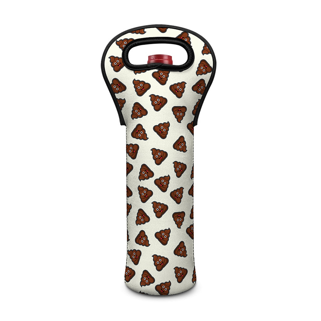 Happy Poop Pattern Print Single Neoprene Wine Tote